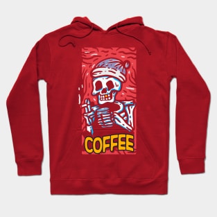 Smoking and coffee drinking skeleton Hoodie